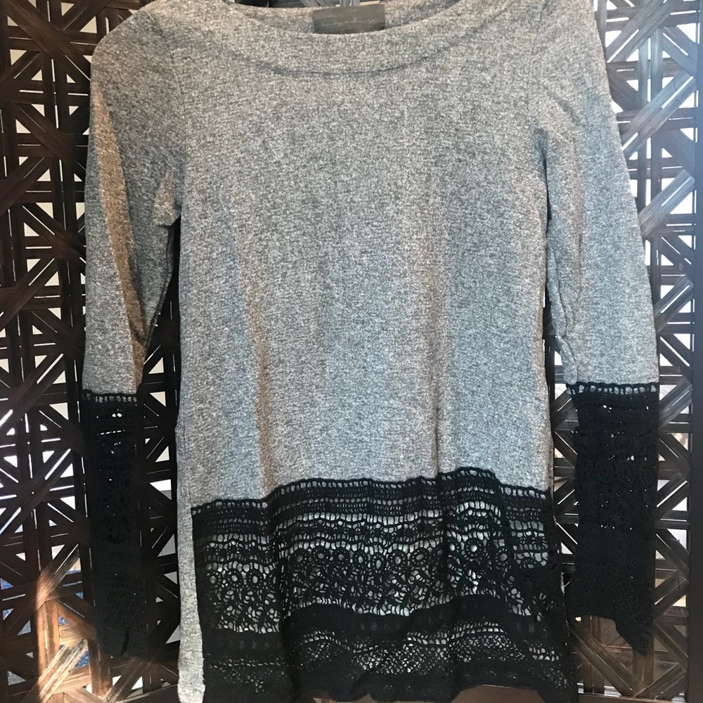Anthropologie Lace/Eyelet Accent Sweater
